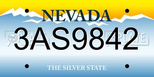 3AS9842 Nevada License Plate