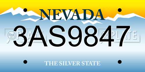 3AS9847 Nevada License Plate
