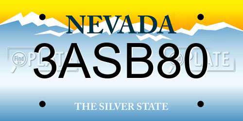 3ASB80 Nevada License Plate