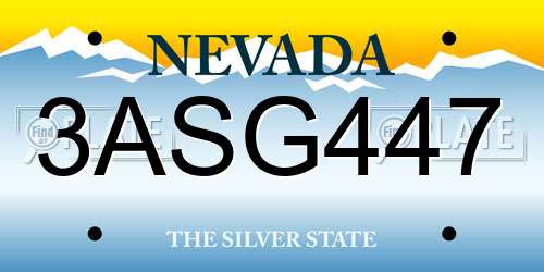 3ASG447 Nevada License Plate