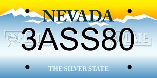 3ASS80 Nevada License Plate