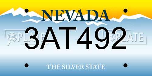 3AT492 Nevada License Plate
