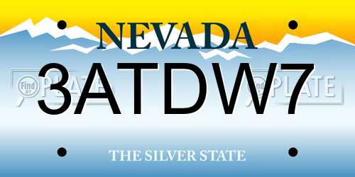 3ATDW7 Nevada License Plate