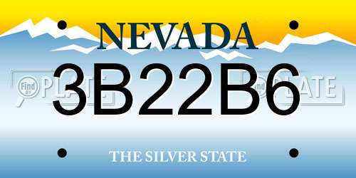 3B22B6 Nevada License Plate