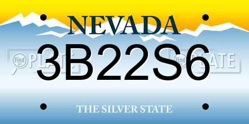 3B22S6 Nevada License Plate