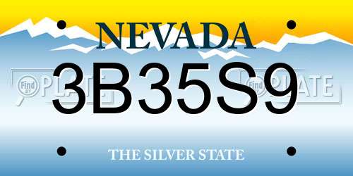 3B35S9 Nevada License Plate