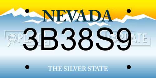 3B38S9 Nevada License Plate