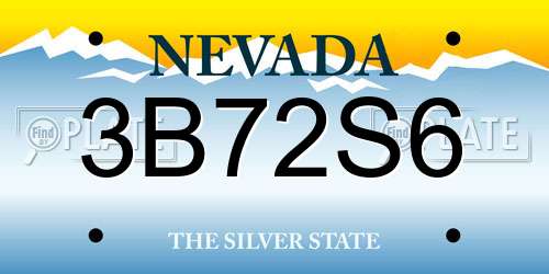 3B72S6 Nevada License Plate