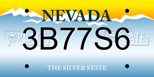 3B77S6 Nevada License Plate