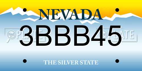 3BBB45 Nevada License Plate