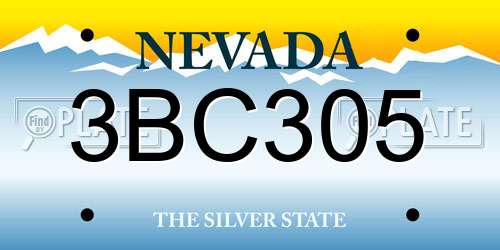 3BC305 Nevada License Plate