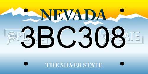 3BC308 Nevada License Plate