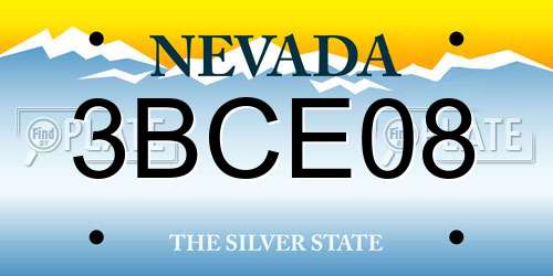 3BCE08 Nevada License Plate
