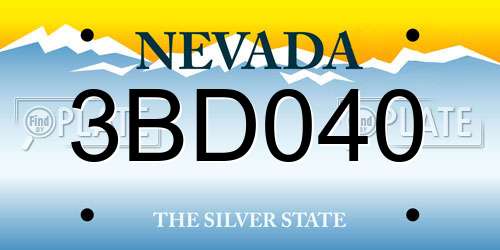 3BD040 Nevada License Plate