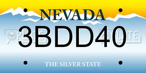 3BDD40 Nevada License Plate