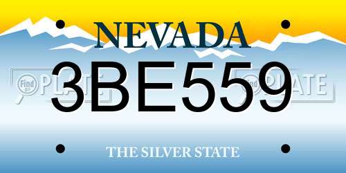 3BE559 Nevada License Plate