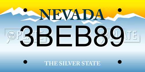 3BEB89 Nevada License Plate