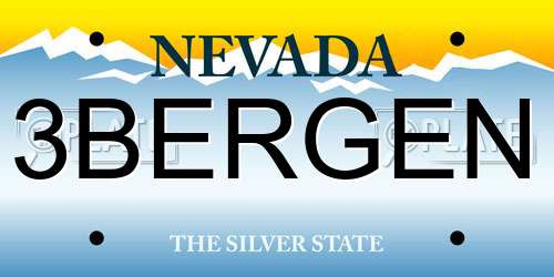 3BERGEN Nevada License Plate