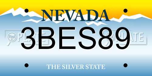 3BES89 Nevada License Plate
