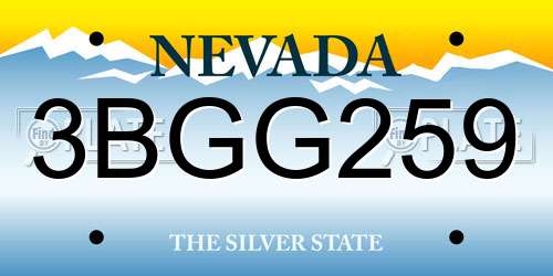 3BGG259 Nevada License Plate