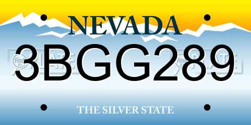 3BGG289 Nevada License Plate