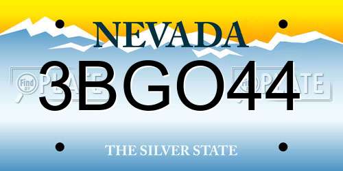 3BGO44 Nevada License Plate