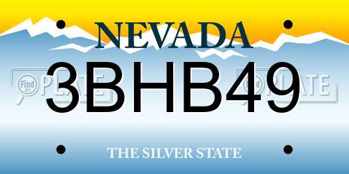 3BHB49 Nevada License Plate