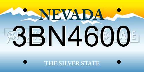 3BN4600 Nevada License Plate