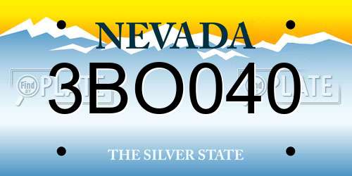 3BO040 Nevada License Plate