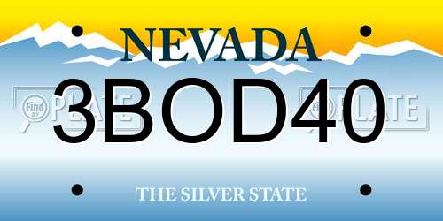 3BOD40 Nevada License Plate