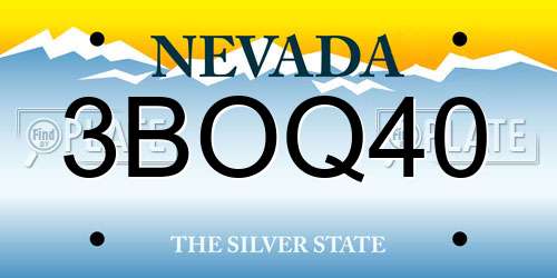 3BOQ40 Nevada License Plate