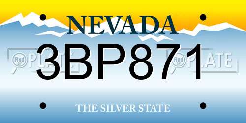 3BP871 Nevada License Plate