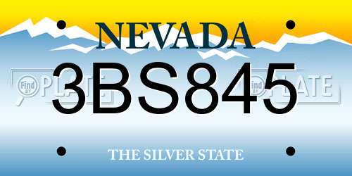 3BS845 Nevada License Plate