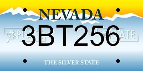 3BT256 Nevada License Plate