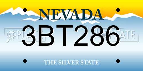 3BT286 Nevada License Plate