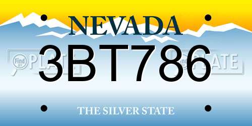 3BT786 Nevada License Plate