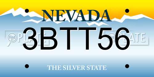 3BTT56 Nevada License Plate