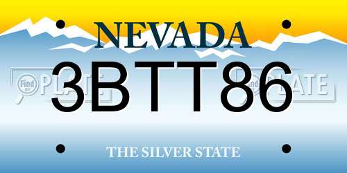 3BTT86 Nevada License Plate