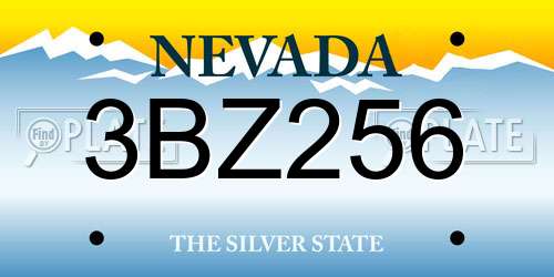 3BZ256 Nevada License Plate