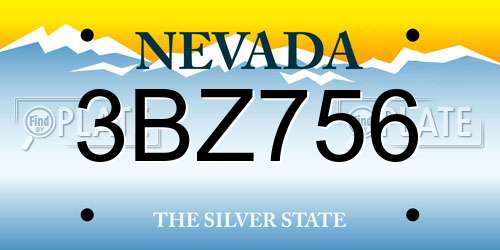 3BZ756 Nevada License Plate