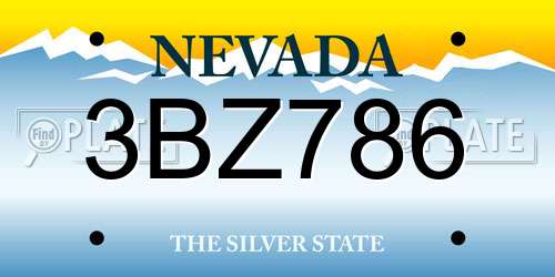 3BZ786 Nevada License Plate