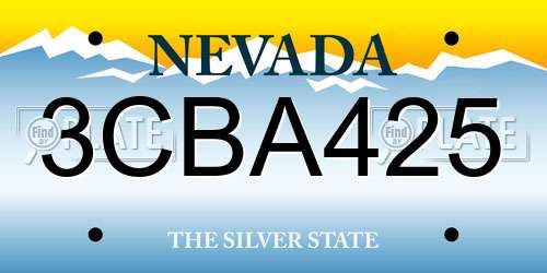 3CBA425 Nevada License Plate
