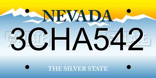 3CHA542 Nevada License Plate