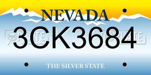 3CK3684 Nevada License Plate