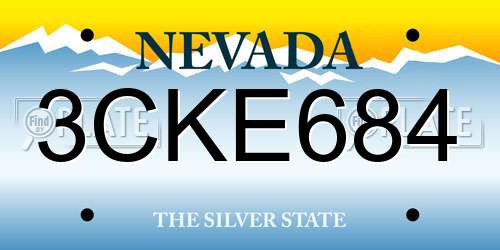 3CKE684 Nevada License Plate