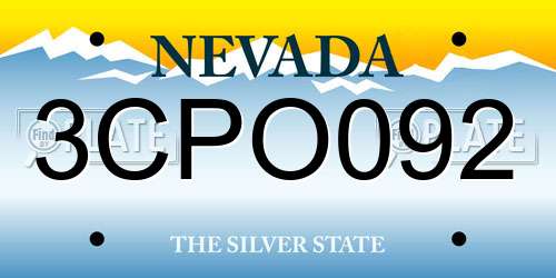 3CPO092 Nevada License Plate