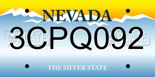 3CPQ092 Nevada License Plate