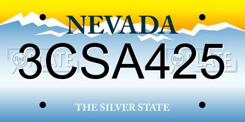 3CSA425 Nevada License Plate