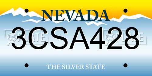 3CSA428 Nevada License Plate