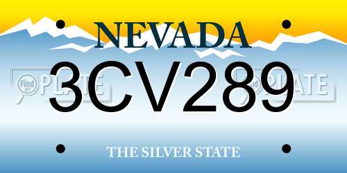 3CV289 Nevada License Plate